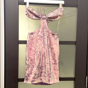 Purple sequin mini dress